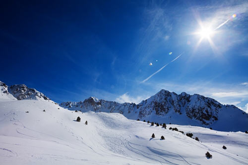 Ski resort meadow of snow in the Alps